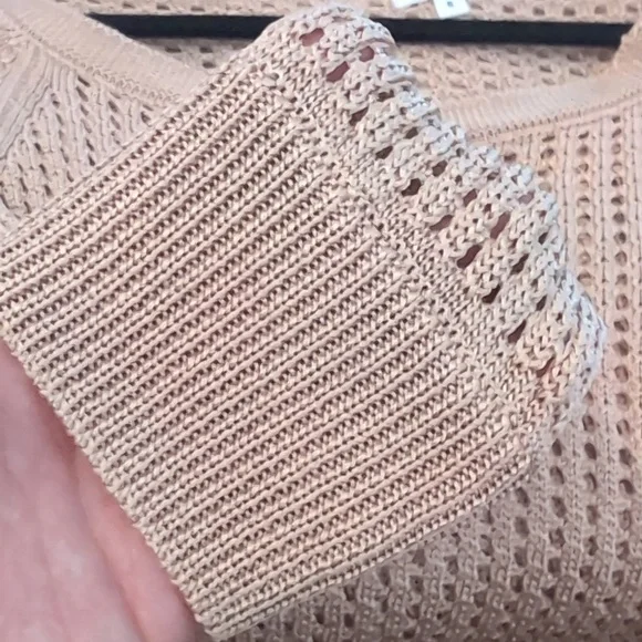 Revolve LPA Leo Off-Shoulder Open Knit Sweater Dusty Pink Small - Picture 4 of 8